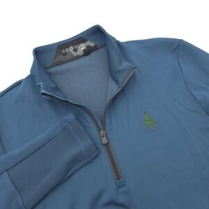 Greyson Men's Medium Blue Sequoia 1/4 Zip Pullover Golf Course Logo Stretch